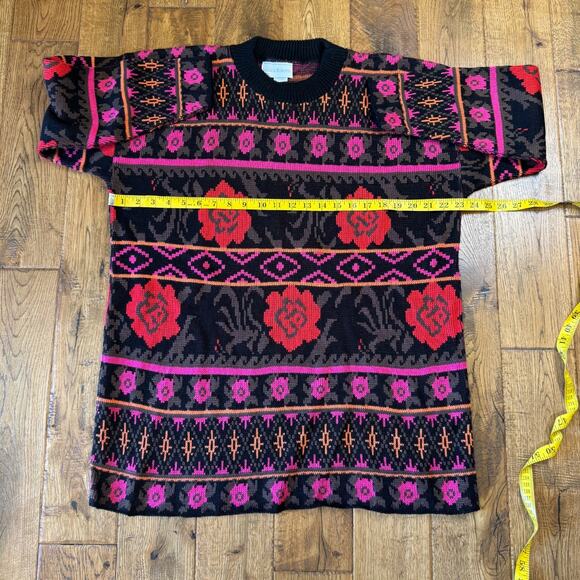 Vintage Jessica Roberts Sweater 90s Colorful Knit Geometric Crewneck Womens Sz 6 - Picture 5 of 7